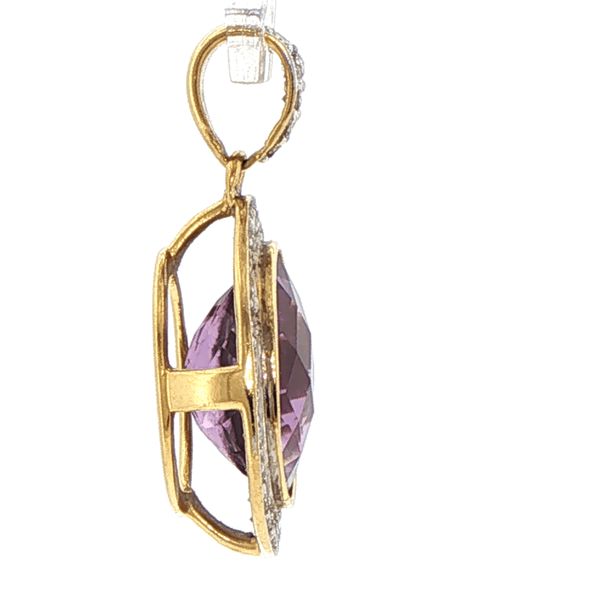 18ct Yellow Gold Oval Amethyst Halo Pendant - Mega Cash Sydney