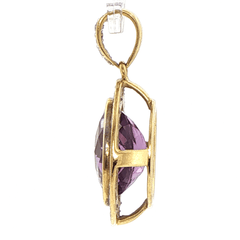 18ct Yellow Gold Oval Amethyst Halo Pendant - Mega Cash Sydney