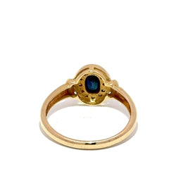 18ct Yellow Gold Oval Deep Blue Sapphire Halo Ring - Mega Cash Sydney