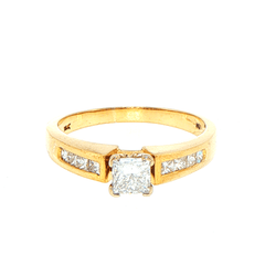 18ct Yellow Gold Princess Cut Diamond Channel Set Engagement Ring - Mega Cash Sydney