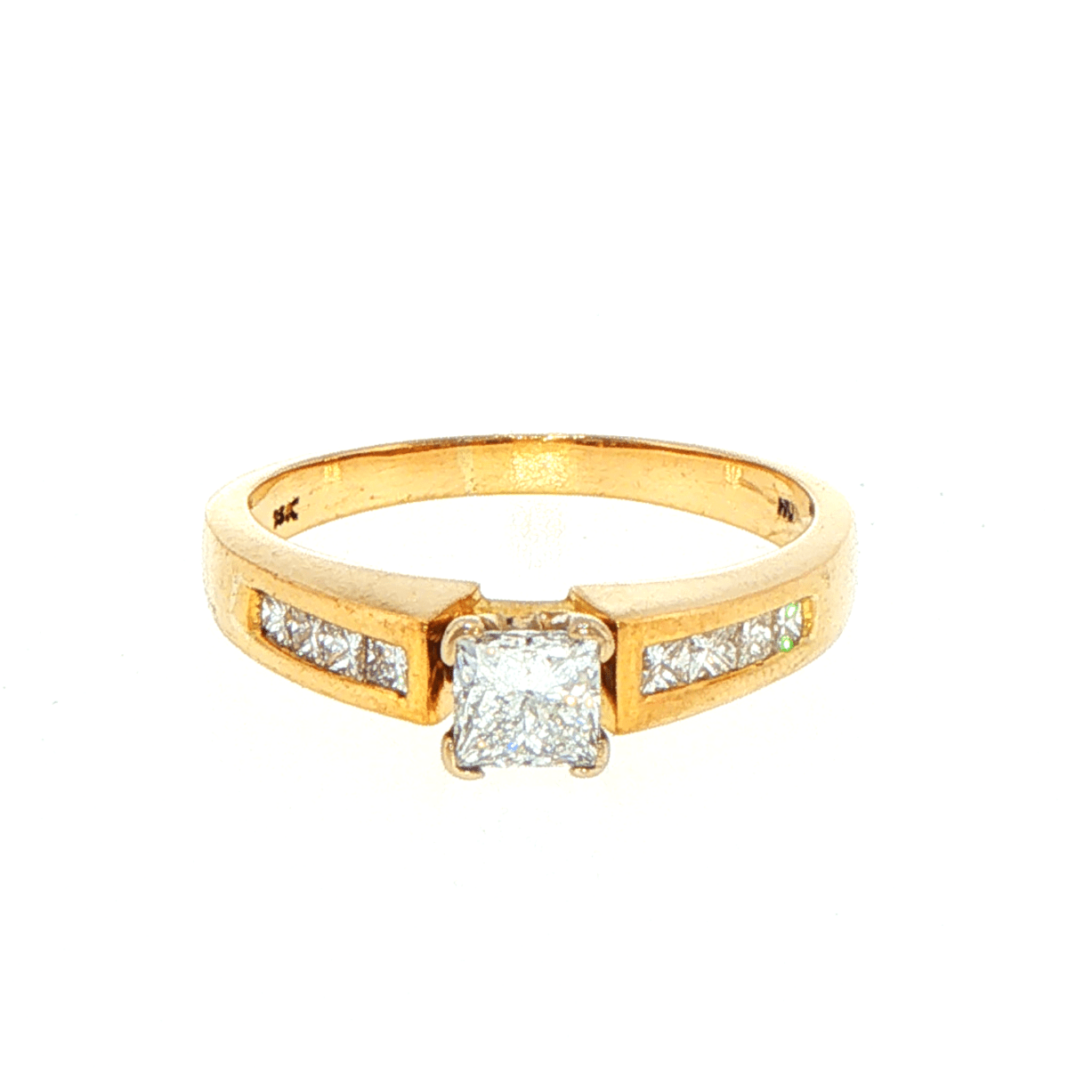 18ct Yellow Gold Princess Cut Diamond Channel Set Engagement Ring - Mega Cash Sydney