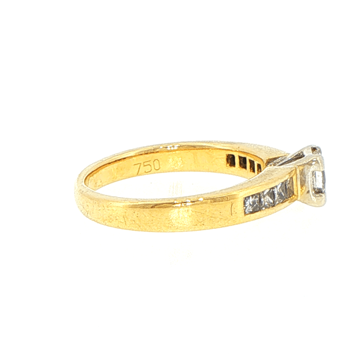 18ct Yellow Gold Princess Cut Diamond Ring with Channel Accents - Mega Cash Sydney
