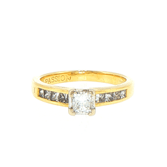 18ct Yellow Gold Princess Cut Diamond Ring with Channel Accents - Mega Cash Sydney