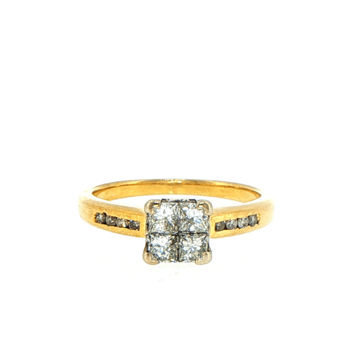 18ct Yellow Gold Quad Diamond Multistone Ring - Mega Cash Sydney