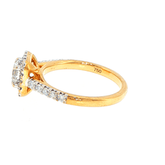 18ct Yellow Gold Round Lab Grown Diamond Cushion Halo Engagement Ring - Mega Cash Sydney
