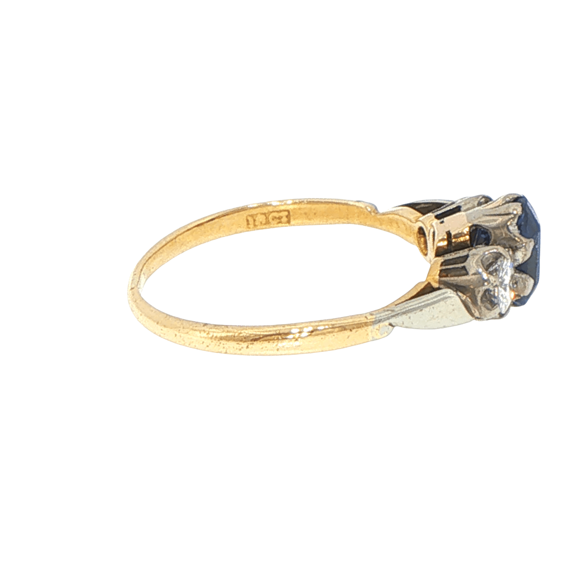 18ct Yellow Gold Royal Blue Sapphire and Diamond Three-Stone Ring with Valuation - Mega Cash Sydney