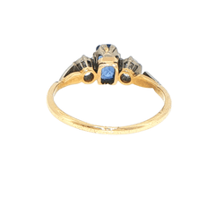 18ct Yellow Gold Royal Blue Sapphire and Diamond Three-Stone Ring with Valuation - Mega Cash Sydney