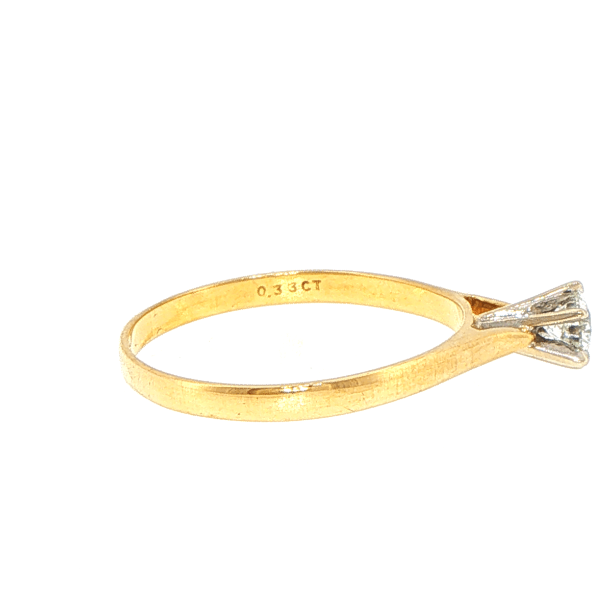 18ct Yellow Gold Six-Prong 0.33ct Diamond Solitaire Ring - Mega Cash Sydney