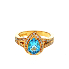 18ct Yellow Gold Split-Shank Diamond Halo Ring - Mega Cash Sydney
