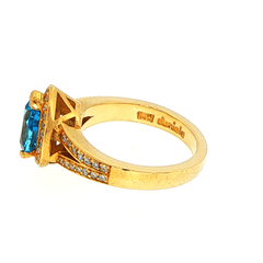 18ct Yellow Gold Split-Shank Diamond Halo Ring - Mega Cash Sydney