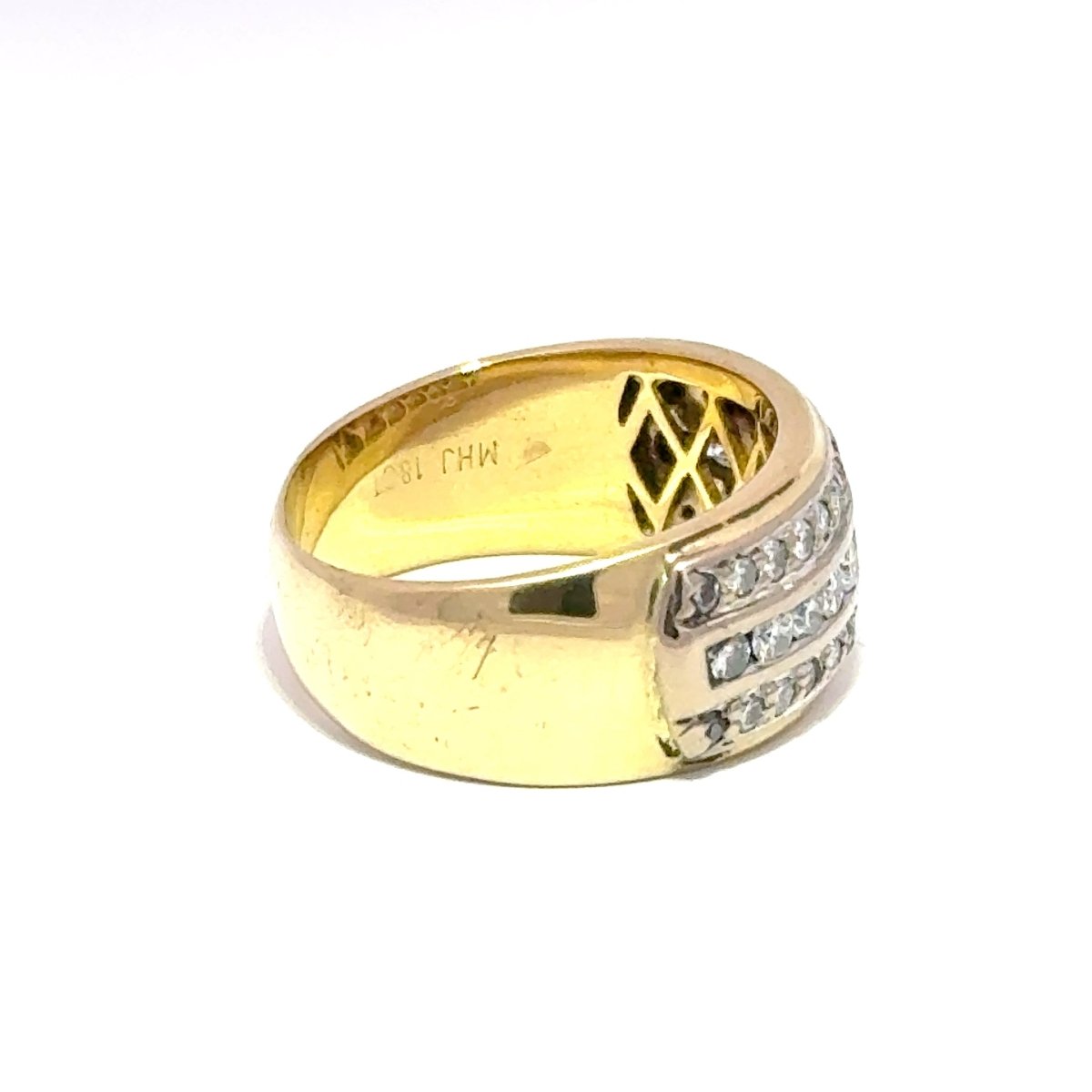 18ct Yellow Gold Three-Row Diamond Band Ring - Mega Cash Sydney