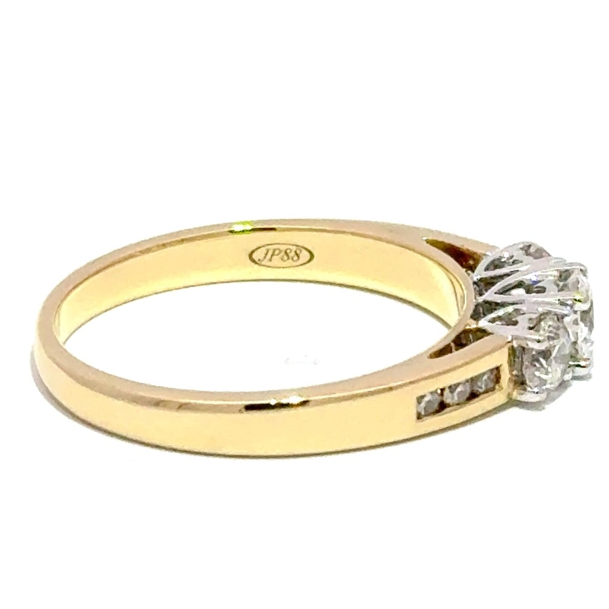 18ct Yellow Gold Three-Stone Diamond Ring with Channel-Set Band - Mega Cash Sydney