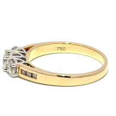 18ct Yellow Gold Three-Stone Diamond Ring with Channel-Set Band - Mega Cash Sydney