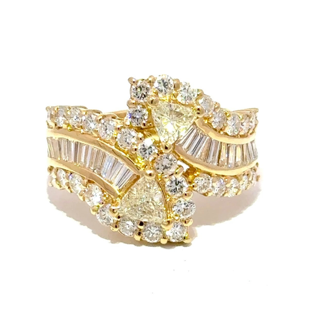 18ct Yellow Gold Trilliant Cut Diamond Bypass Cocktail Ring - Mega Cash Sydney