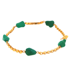 18ct Yellow Gold Turquoise Nugget Chain Bracelet - Mega Cash Sydney