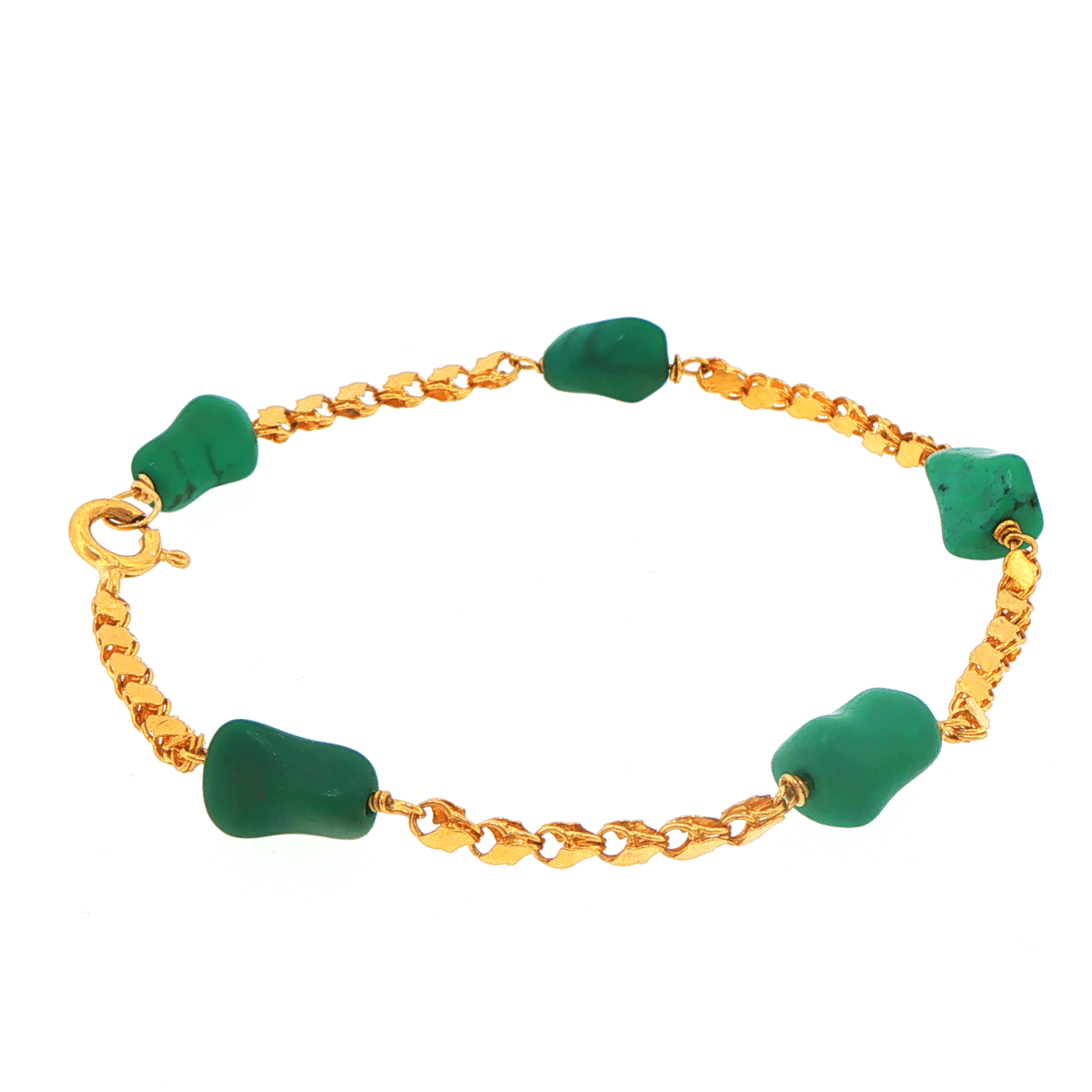 18ct Yellow Gold Turquoise Nugget Chain Bracelet - Mega Cash Sydney