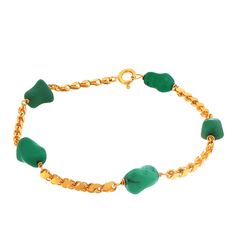 18ct Yellow Gold Turquoise Nugget Chain Bracelet - Mega Cash Sydney