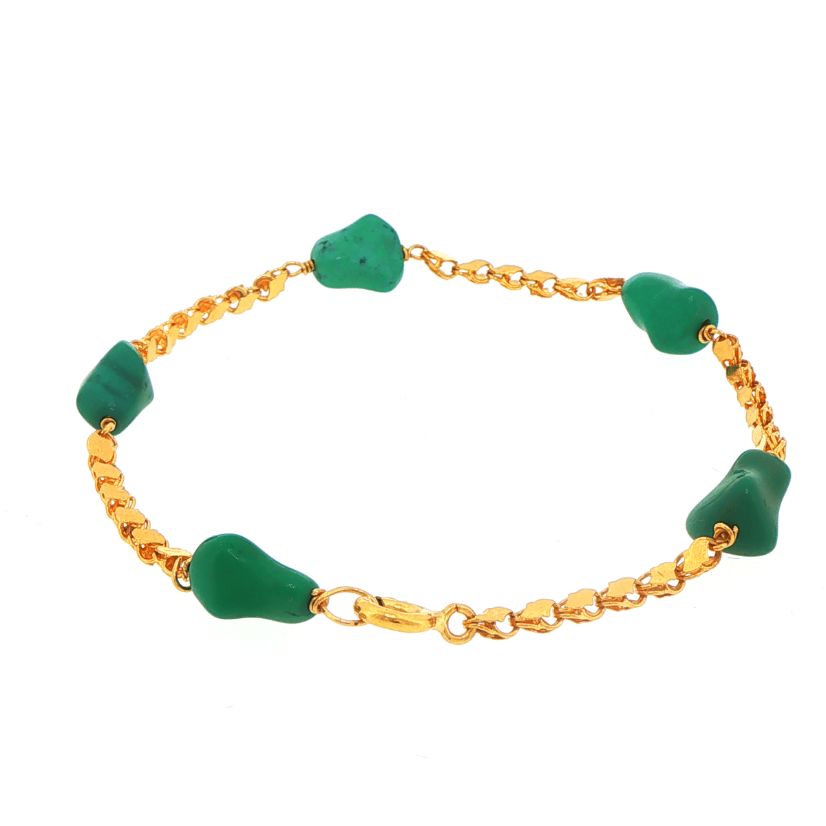 18ct Yellow Gold Turquoise Nugget Chain Bracelet - Mega Cash Sydney