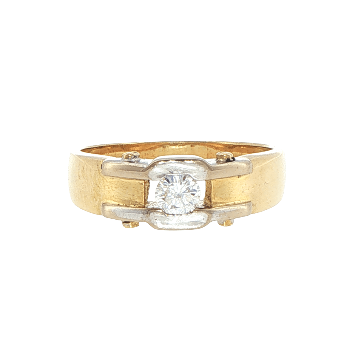 18ct Yellow Gold Two-Tone Diamond Solitaire Ring - Mega Cash Sydney