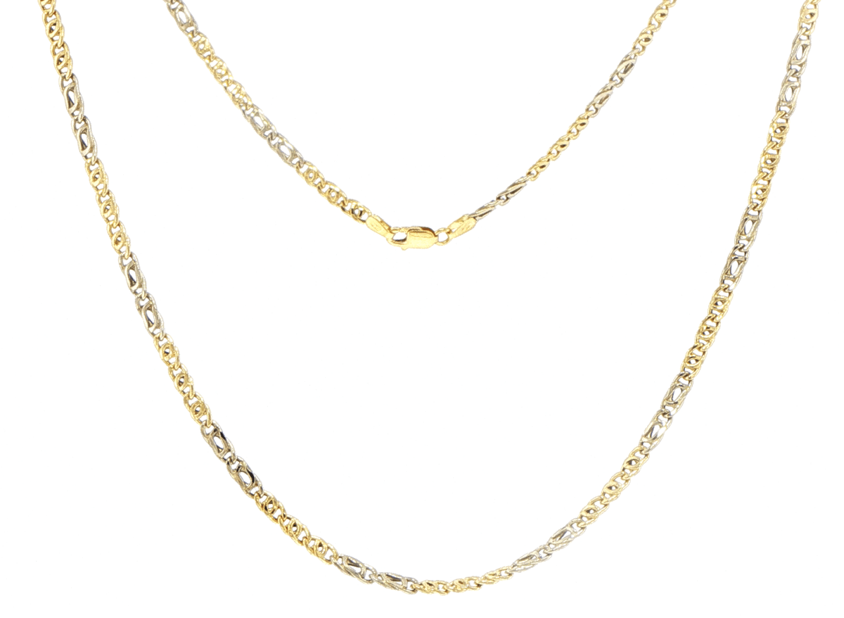 18ct Yellow Gold Two-Tone Intricate Fancy Link Chain - Mega Cash Sydney