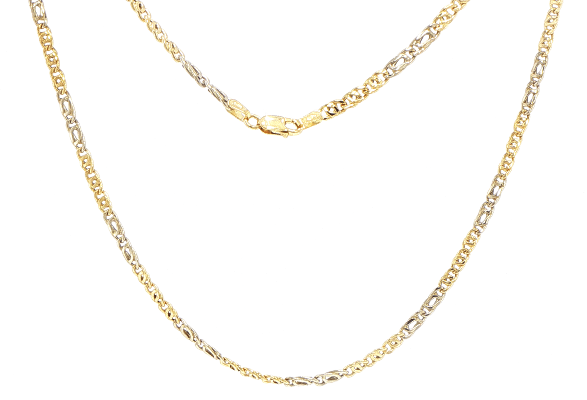 18ct Yellow Gold Two-Tone Intricate Fancy Link Chain - Mega Cash Sydney