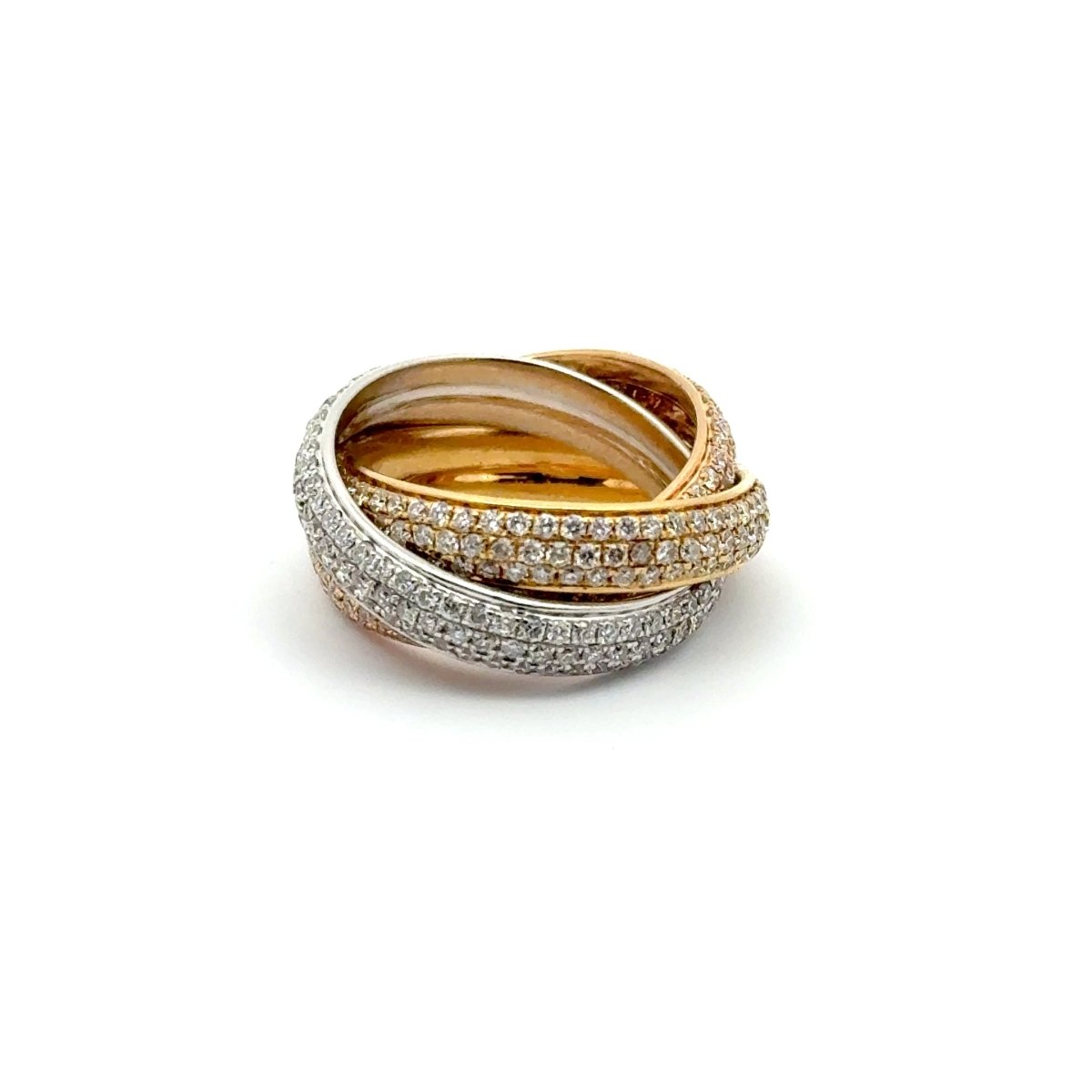18ct Yellow & White Gold Diamond Interlocking Triple Band Russian Wedding Ring - Mega Cash Sydney