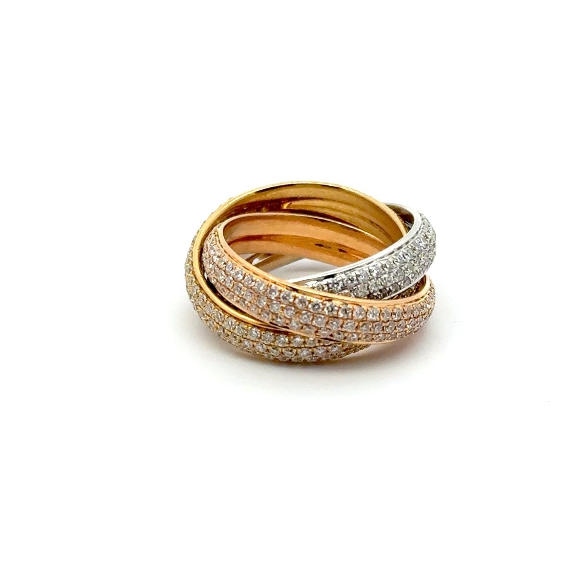 18ct Yellow & White Gold Diamond Interlocking Triple Band Russian Wedding Ring - Mega Cash Sydney