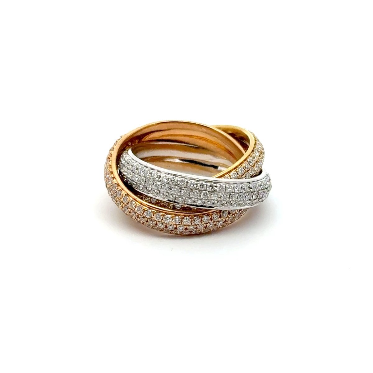 18ct Yellow & White Gold Diamond Interlocking Triple Band Russian Wedding Ring - Mega Cash Sydney