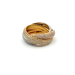 18ct Yellow & White Gold Diamond Interlocking Triple Band Russian Wedding Ring - Mega Cash Sydney