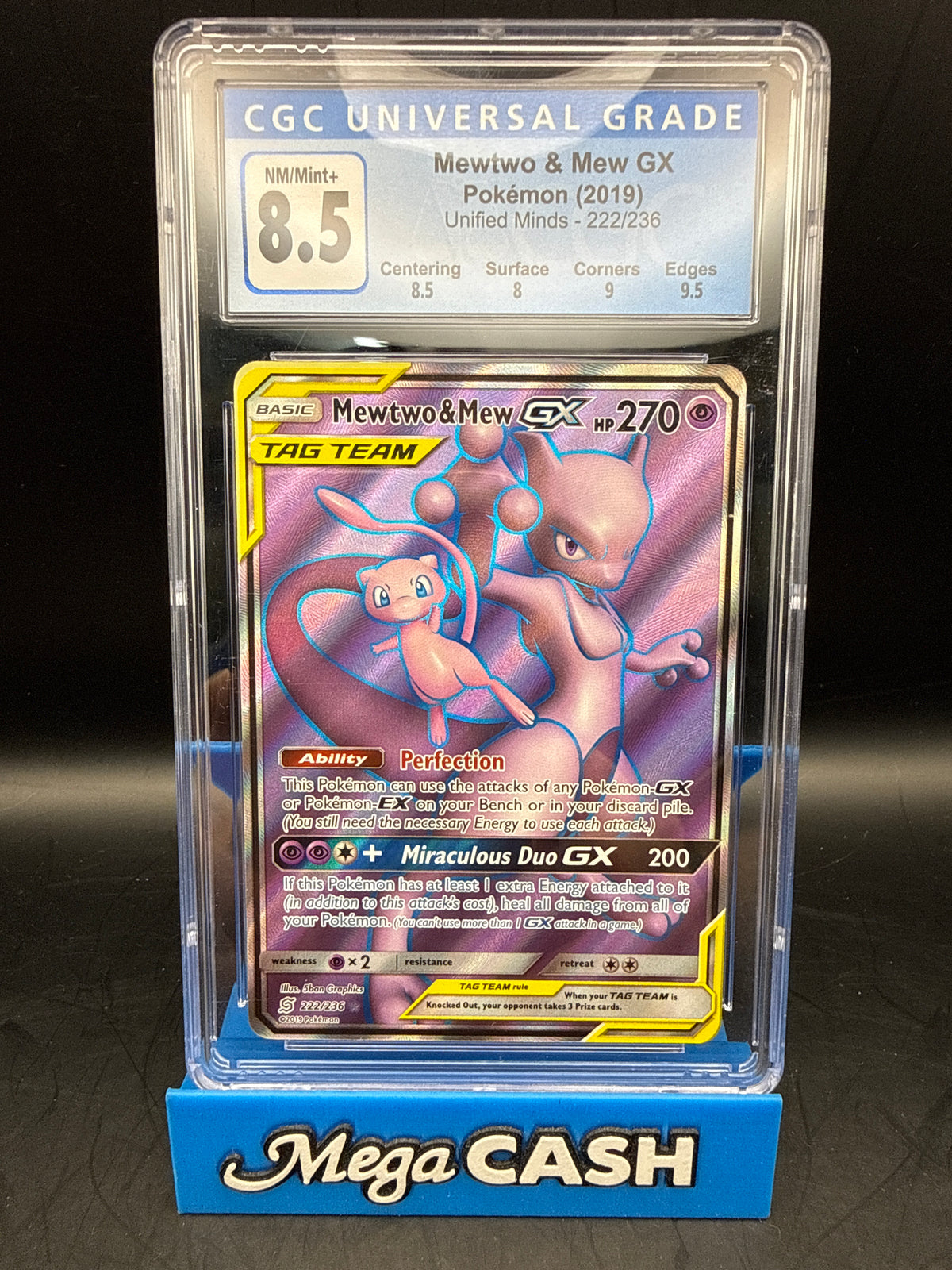 CGC 8.5 Mewtwo & Mew GX 222/236 Unified Minds