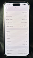Apple iPhone 15 - 128GB - A3090 - Unlocked