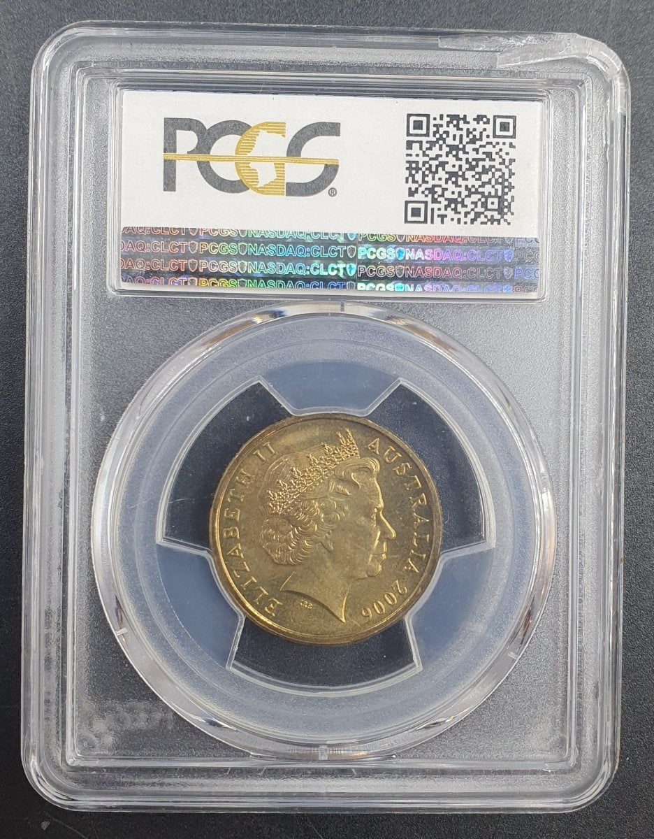 2006 - C - $1 Australian 50 Years of Television Counterstamp - PCGS MS67 - Mega Cash Sydney