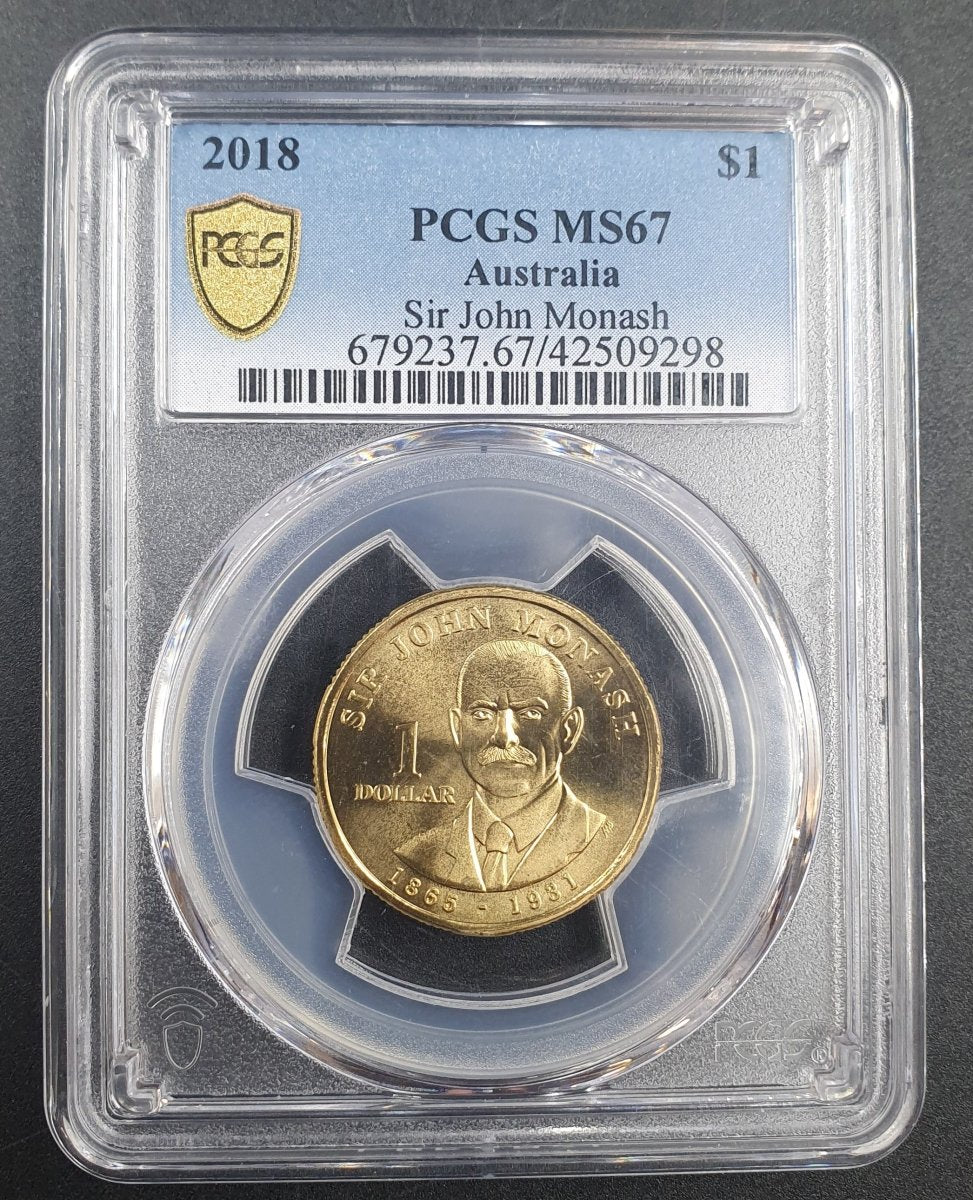 2018 - $1 Australian Sir John Monash - PCGS MS67 - Mega Cash Sydney