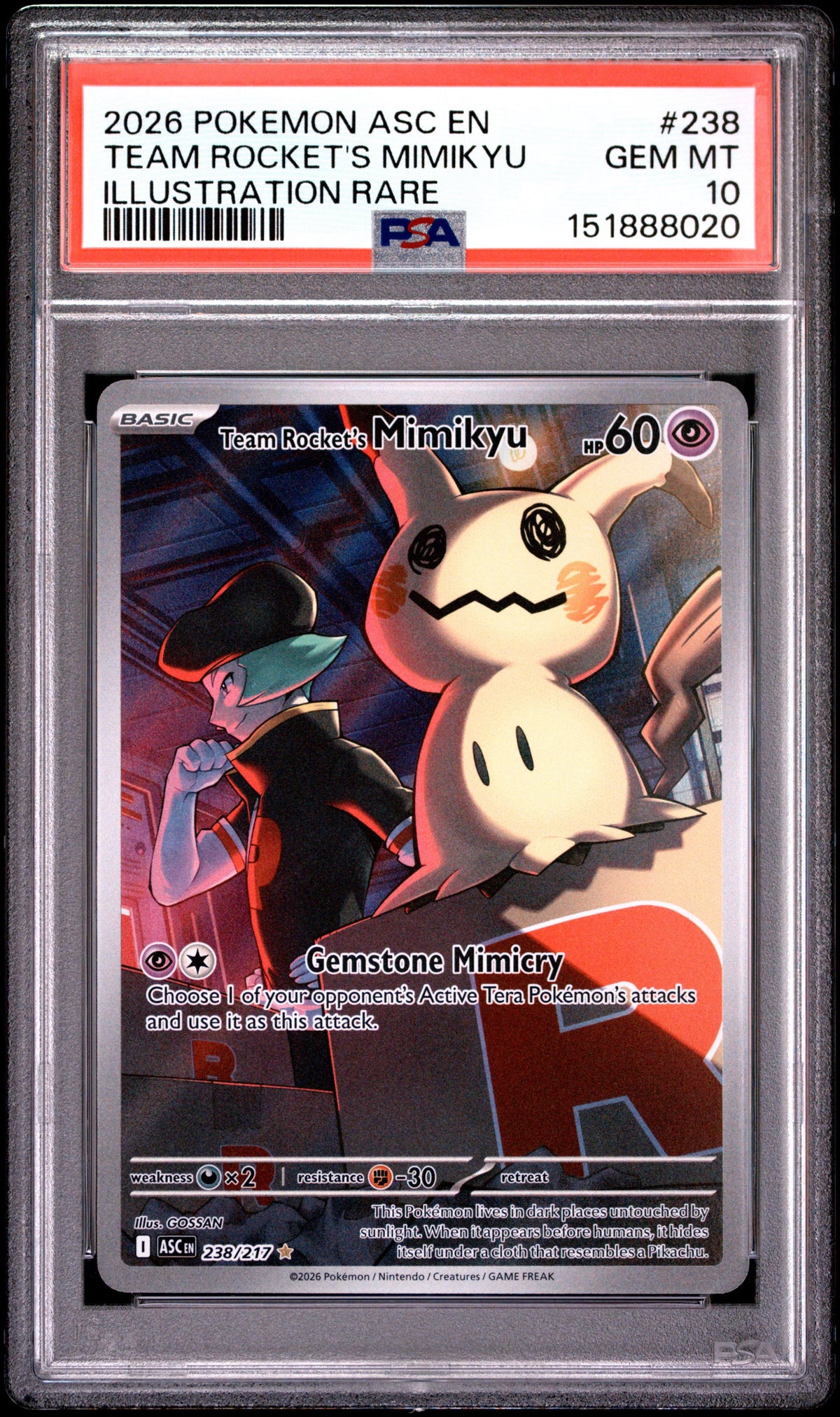 Pokémon - PSA 10 Team Rocket’s Mimikyu 238/217