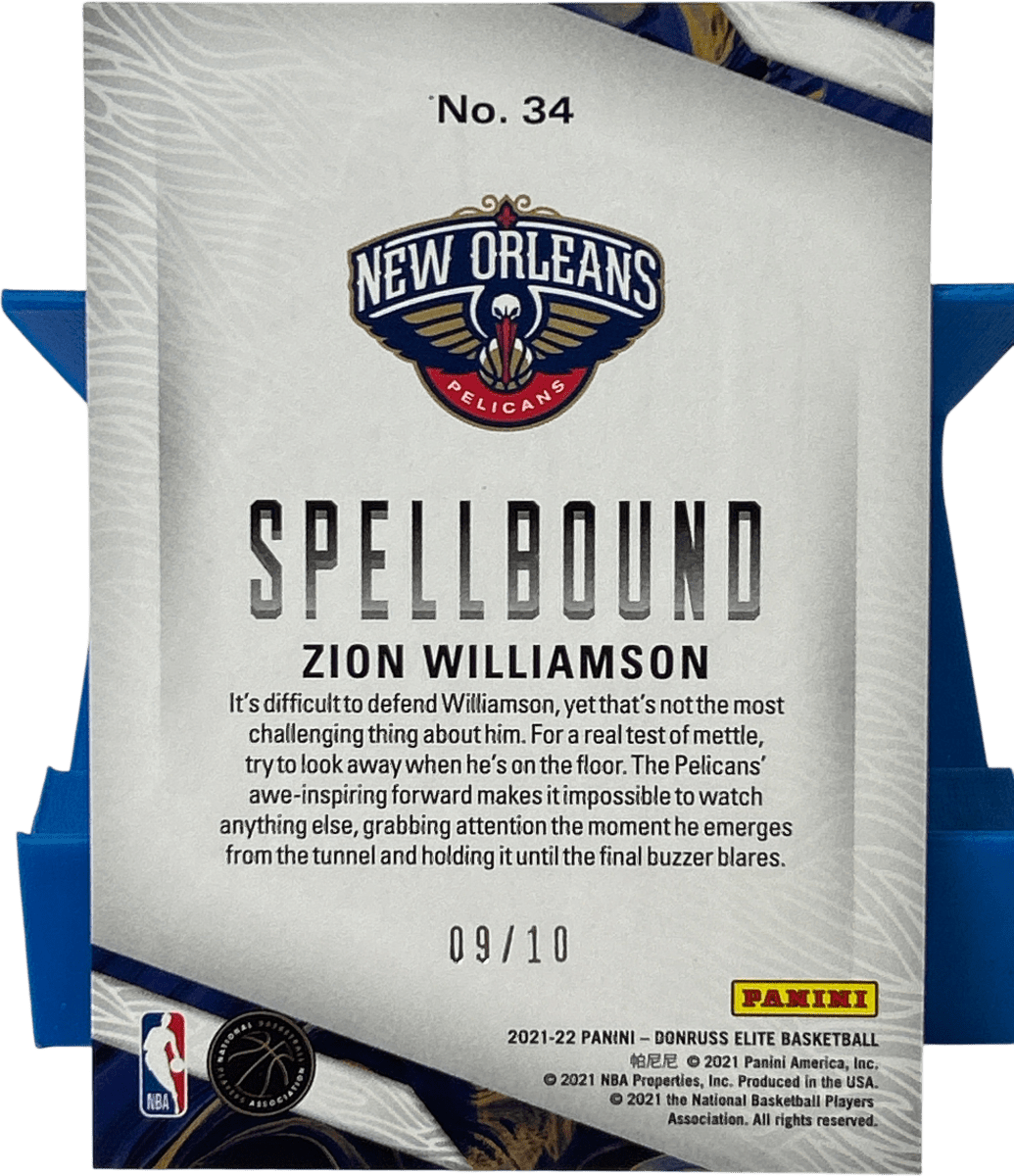2021 - 22 Panini Elite Zion Williamson Spellbound “S” 34 - Mega Cash Sydney