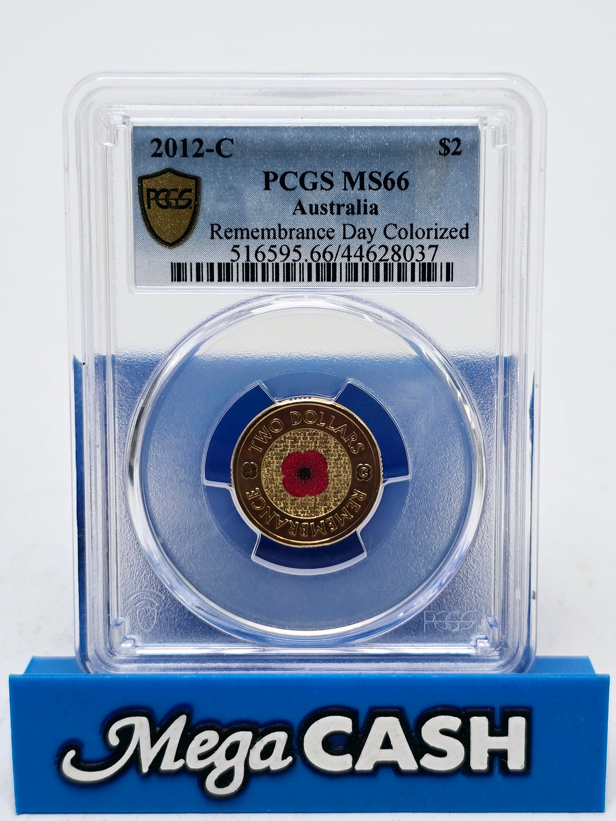 Australia 2012 $2 Remembrance Day Colorized Red Poppy C mint  – PCGS MS66