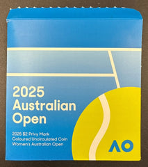 2025 Australian Open - $2 Privy Mark Coloured Uncirculated Coin Women’s Australian Tennis Open - Mega Cash Sydney