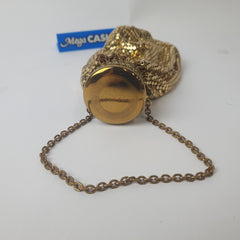 Whiting and Davis Expandable Top Gold Mesh Purse