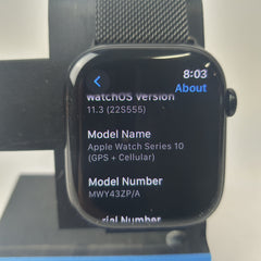 Apple Watch Series 10 - 46mm - Jet Black - GPS + Cellular - A3003 - MWY43ZP/A