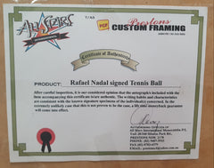 RAFAEL NADAL - ALL STARS MEMROBILIA - SIGNED TENNIS BALL IN FRAME