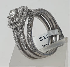 LADIES 14CT DIAMOND - 3 PIECE RING SET - 8.0GMS Ring Size O / 7.5 US