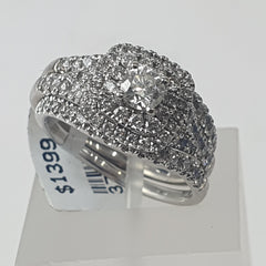 LADIES 14CT DIAMOND - 3 PIECE RING SET - 8.0GMS Ring Size O / 7.5 US