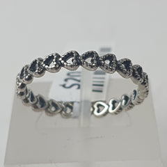 LADIES PANDORA SILVER RING -  Ring Size N / 7 US