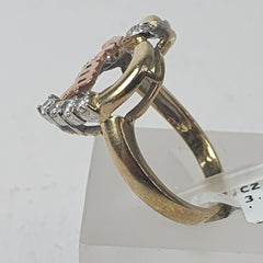 LADIES 10CT CZ HEART MOM RING 3.7GMS Ring Size 0 1/2 / 8 US