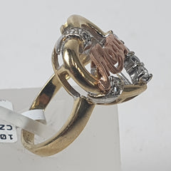 LADIES 10CT CZ HEART MOM RING 3.7GMS Ring Size 0 1/2 / 8 US