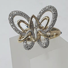 LADIES 9CT DIAMOND BUTTERFLY RING 4.5GMS Ring Size Q 1/2 / 8.5 US