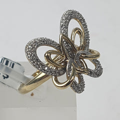 LADIES 9CT DIAMOND BUTTERFLY RING 4.5GMS Ring Size Q 1/2 / 8.5 US