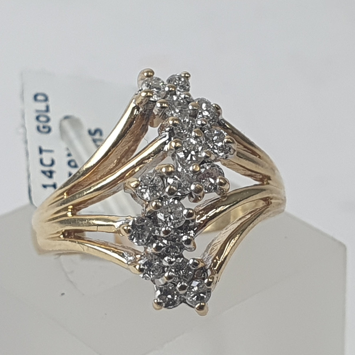 LADIES 14CT YELLOW GOLD RING 5.0GMS P/S:DIAMOND 17  FANCY WAVE 14K E T - Ring Size M / 6.5 US