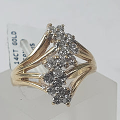LADIES 14CT YELLOW GOLD RING 5.0GMS P/S:DIAMOND 17  FANCY WAVE 14K E T - Ring Size M / 6.5 US