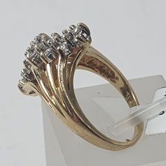 LADIES 14CT YELLOW GOLD RING 5.0GMS P/S:DIAMOND 17  FANCY WAVE 14K E T - Ring Size M / 6.5 US